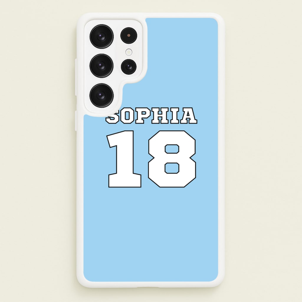 Light Blue - Personalised Football  - Football Phone Case for Galaxy S23 Ultra