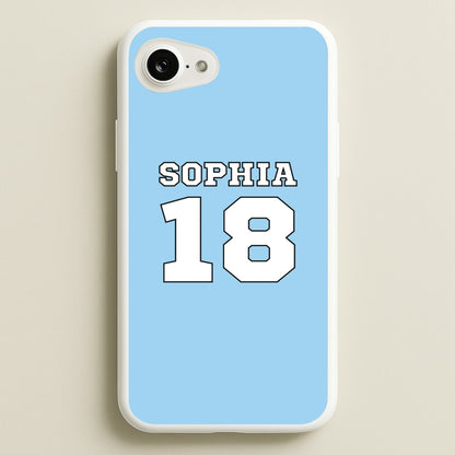Light Blue - Personalised Football  - Football Phone Case for iPhone 16e
