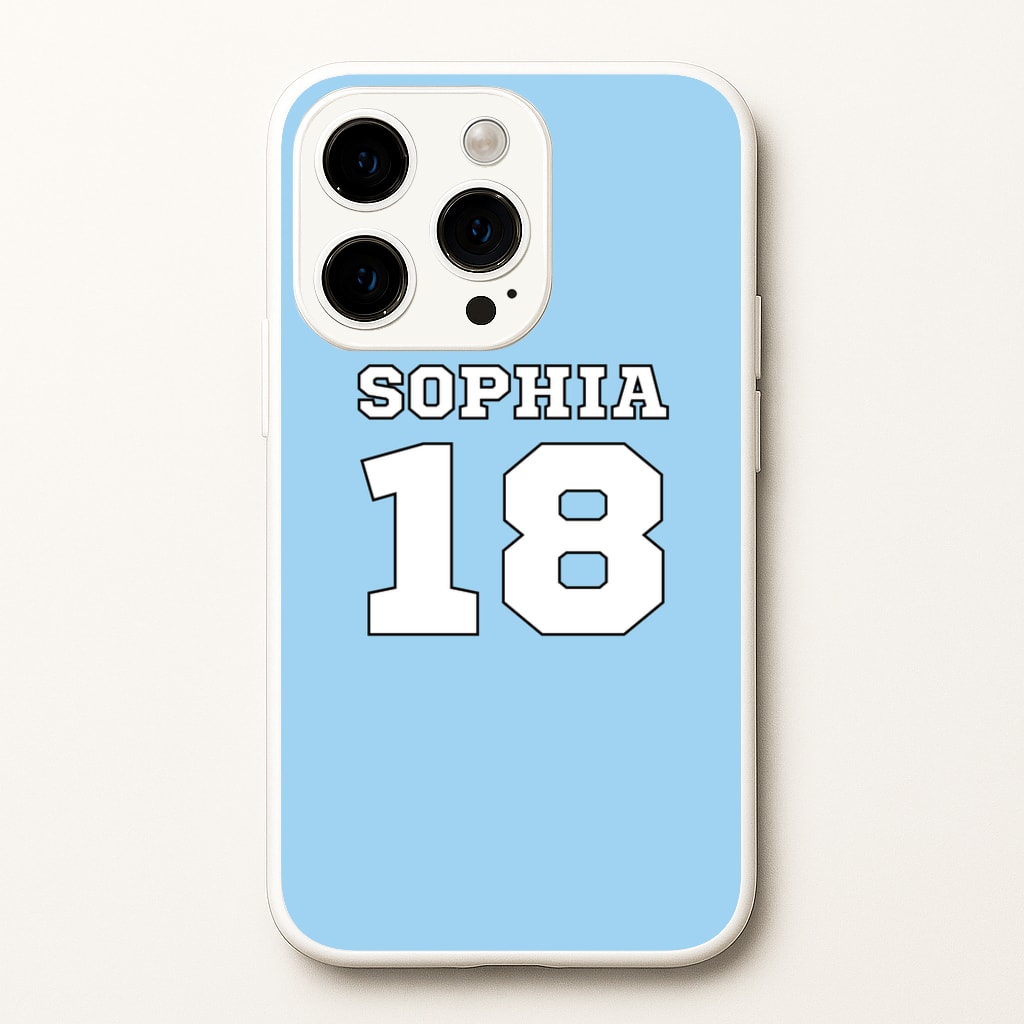 Light Blue - Personalised Football  - Football Phone Case for iPhone 15 Pro