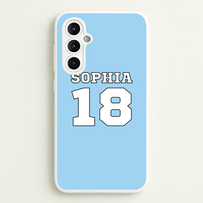 Light Blue - Personalised Football  - Football Phone Case for Galaxy A14