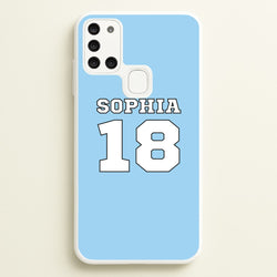Light Blue - Personalised Football  - Football Phone Case for Galaxy A21s