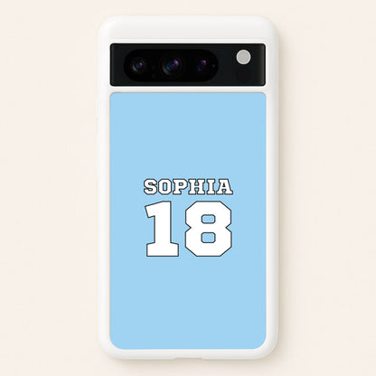 Light Blue - Personalised Football  - Football Phone Case for Google Pixel 8 Pro
