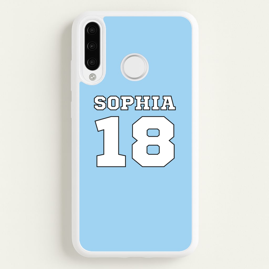 Light Blue - Personalised Football  - Football Phone Case for Huawei P30 Lite