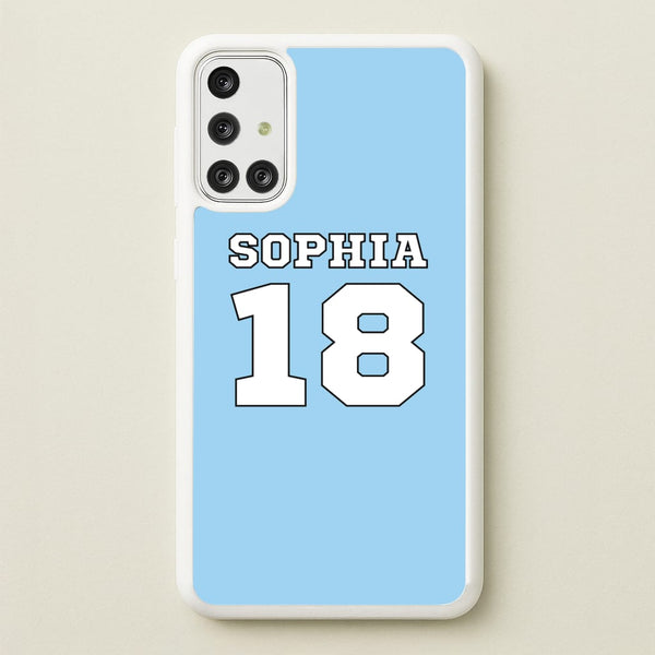 Light Blue - Personalised Football  - Football Phone Case for Galaxy A71