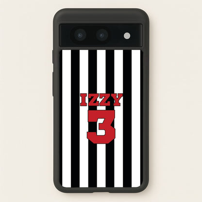 Black And White Stripes - Personalised Football    - Football Phone Case for Google Pixel 8a