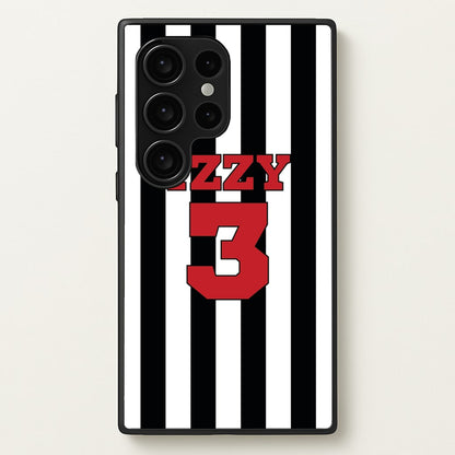 Black And White Stripes - Personalised Football    - Football Phone Case for Galaxy S24 Ultra