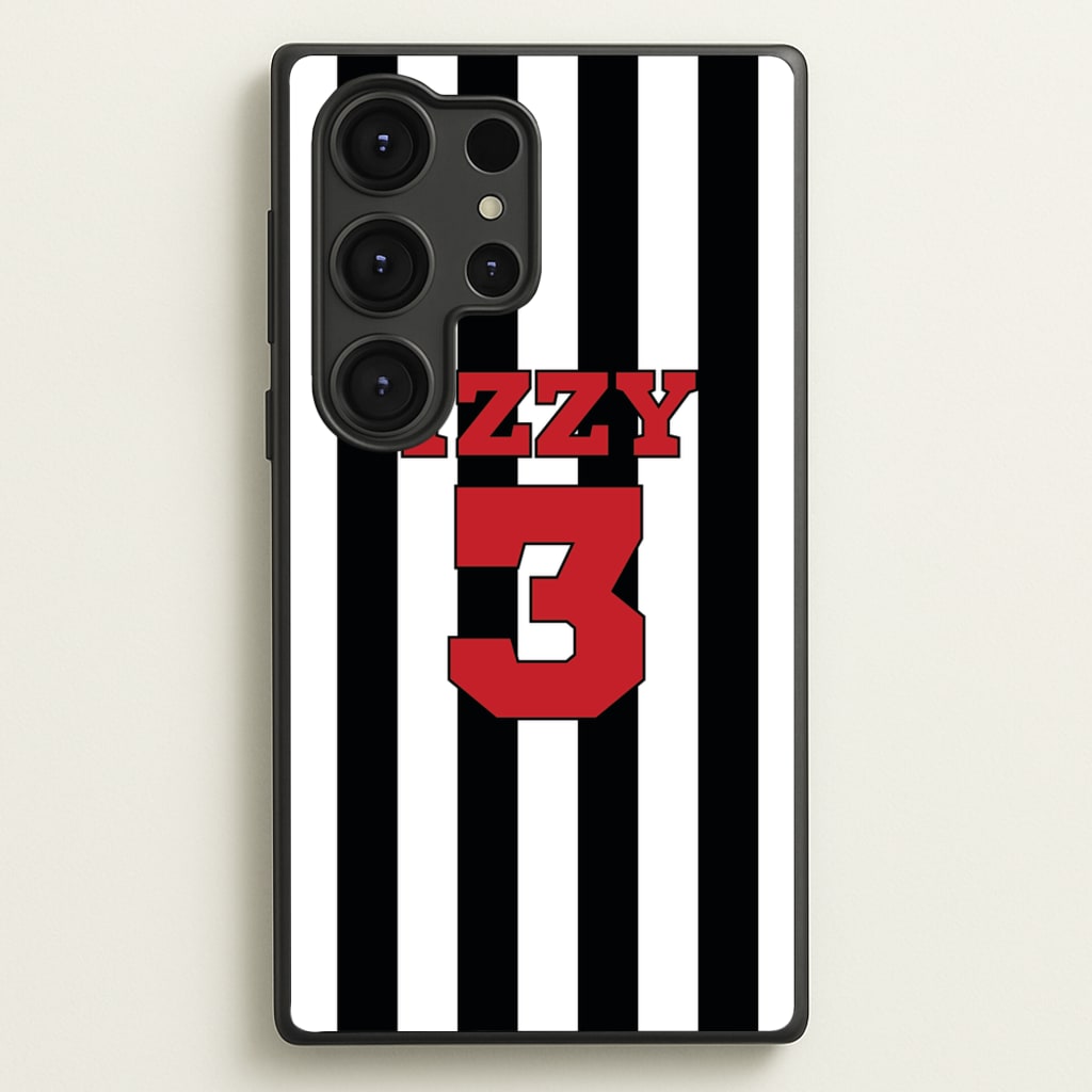 Black And White Stripes - Personalised Football    - Football Phone Case for Galaxy S25 Ultra