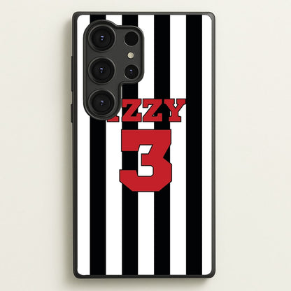 Black And White Stripes - Personalised Football    - Football Phone Case for Galaxy S25 Ultra