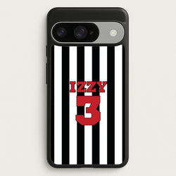 Black And White Stripes - Personalised Football Phone Case for Google Pixel 10 / 10 Pro