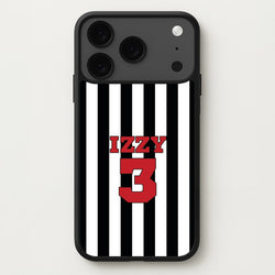 Black And White Stripes - Personalised Football Phone Case for iPhone 17 Pro