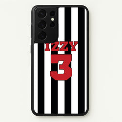 Black And White Stripes - Personalised Football    - Football Phone Case for Galaxy S21 Ultra