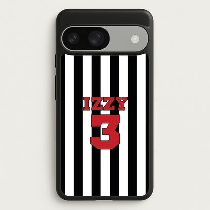 Black And White Stripes - Personalised Football    - Football Phone Case for Google Pixel 9 / 9 Pro