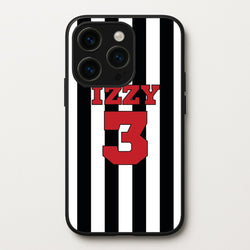 Black And White Stripes - Personalised Football    - Football Phone Case for iPhone 15 Pro