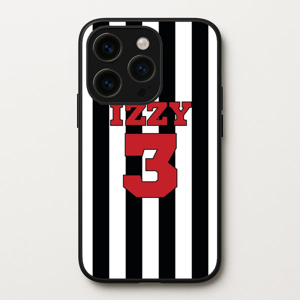 Black And White Stripes - Personalised Football    - Football Phone Case for iPhone 15 Pro