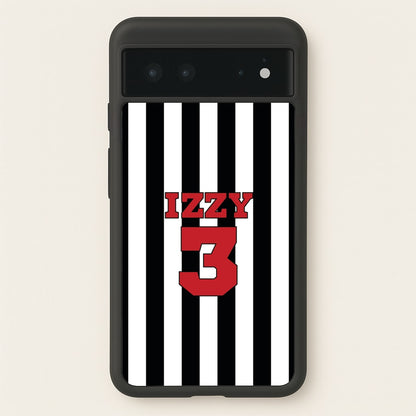 Black And White Stripes - Personalised Football    - Football Phone Case for Google Pixel 6