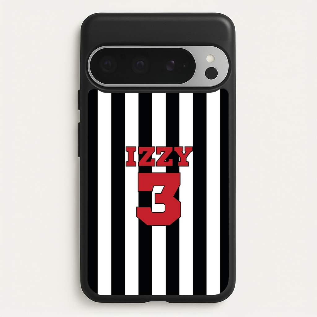 Black And White Stripes - Personalised Football    - Football Phone Case for Google Pixel 9 Pro XL