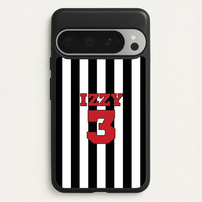 Black And White Stripes - Personalised Football    - Football Phone Case for Google Pixel 9 Pro XL
