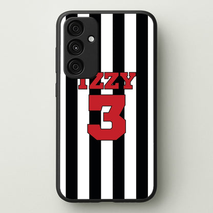 Black And White Stripes - Personalised Football    - Football Phone Case for Galaxy A55