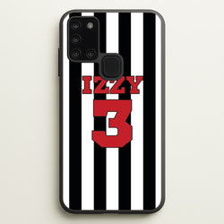 Black And White Stripes - Personalised Football    - Football Phone Case for Galaxy A21s
