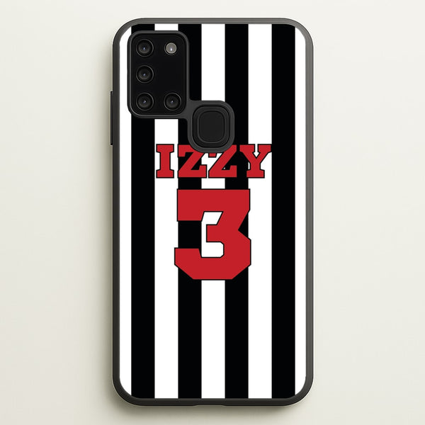 Black And White Stripes - Personalised Football    - Football Phone Case for Galaxy A21s