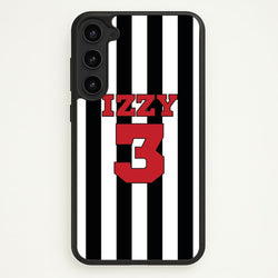 Black And White Stripes - Personalised Football    - Football Phone Case for Galaxy S23