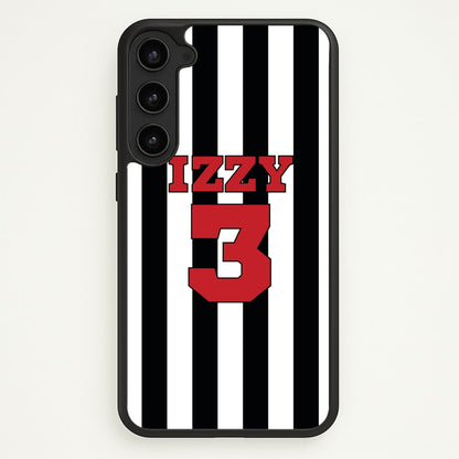 Black And White Stripes - Personalised Football    - Football Phone Case for Galaxy S23