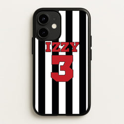 Black And White Stripes - Personalised Football    - Football Phone Case for iPhone 12 / 12 Pro