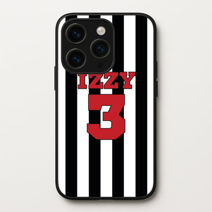 Black And White Stripes - Personalised Football    - Football Phone Case for iPhone 14 Pro