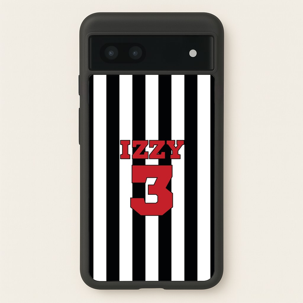 Black And White Stripes - Personalised Football    - Football Phone Case for Google Pixel 6a