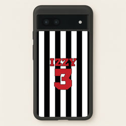 Black And White Stripes - Personalised Football    - Football Phone Case for Google Pixel 6a