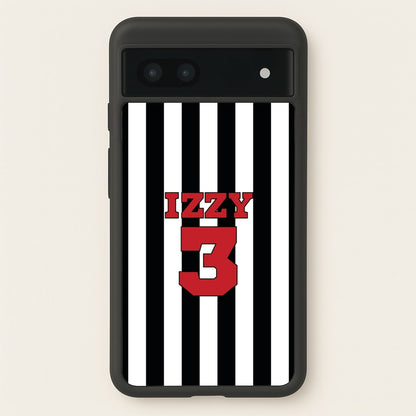 Black And White Stripes - Personalised Football    - Football Phone Case for Google Pixel 6a