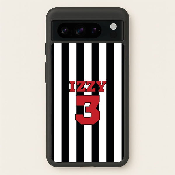 Black And White Stripes - Personalised Football    - Football Phone Case for Google Pixel 8 Pro