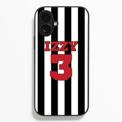 Black And White Stripes - Personalised Football    - Football Phone Case for iPhone 16 Plus
