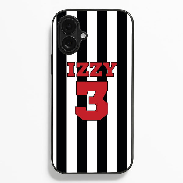 Black And White Stripes - Personalised Football    - Football Phone Case for iPhone 16 Plus