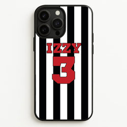 Black And White Stripes - Personalised Football    - Football Phone Case for iPhone 13 Pro Max