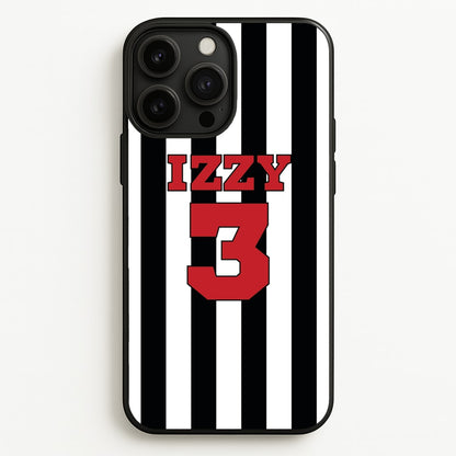 Black And White Stripes - Personalised Football    - Football Phone Case for iPhone 13 Pro Max