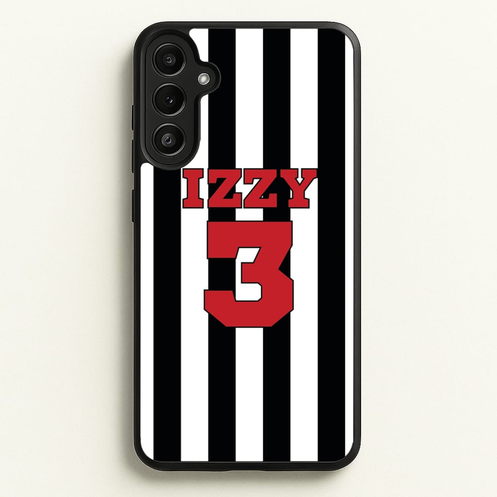 Black And White Stripes - Personalised Football    - Football Phone Case for Galaxy A36
