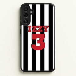 Black And White Stripes - Personalised Football    - Football Phone Case for Galaxy A36