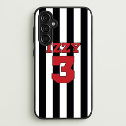 Black And White Stripes - Personalised Football    - Football Phone Case for Galaxy A14