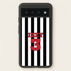 Black And White Stripes - Personalised Football    - Football Phone Case for Google Pixel 7 Pro