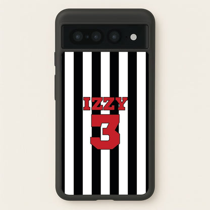 Black And White Stripes - Personalised Football    - Football Phone Case for Google Pixel 7 Pro