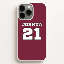 Burgundy - Personalised Football  - Football Phone Case for iPhone 16 Pro Max
