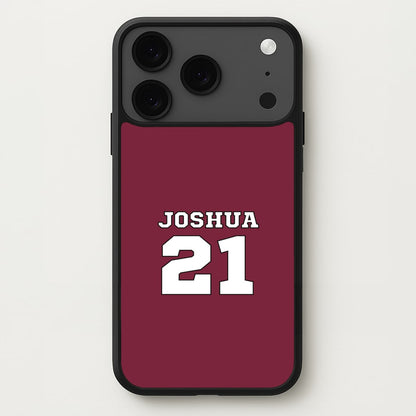 Burgundy - Personalised Football Phone Case for iPhone 17 Pro Max