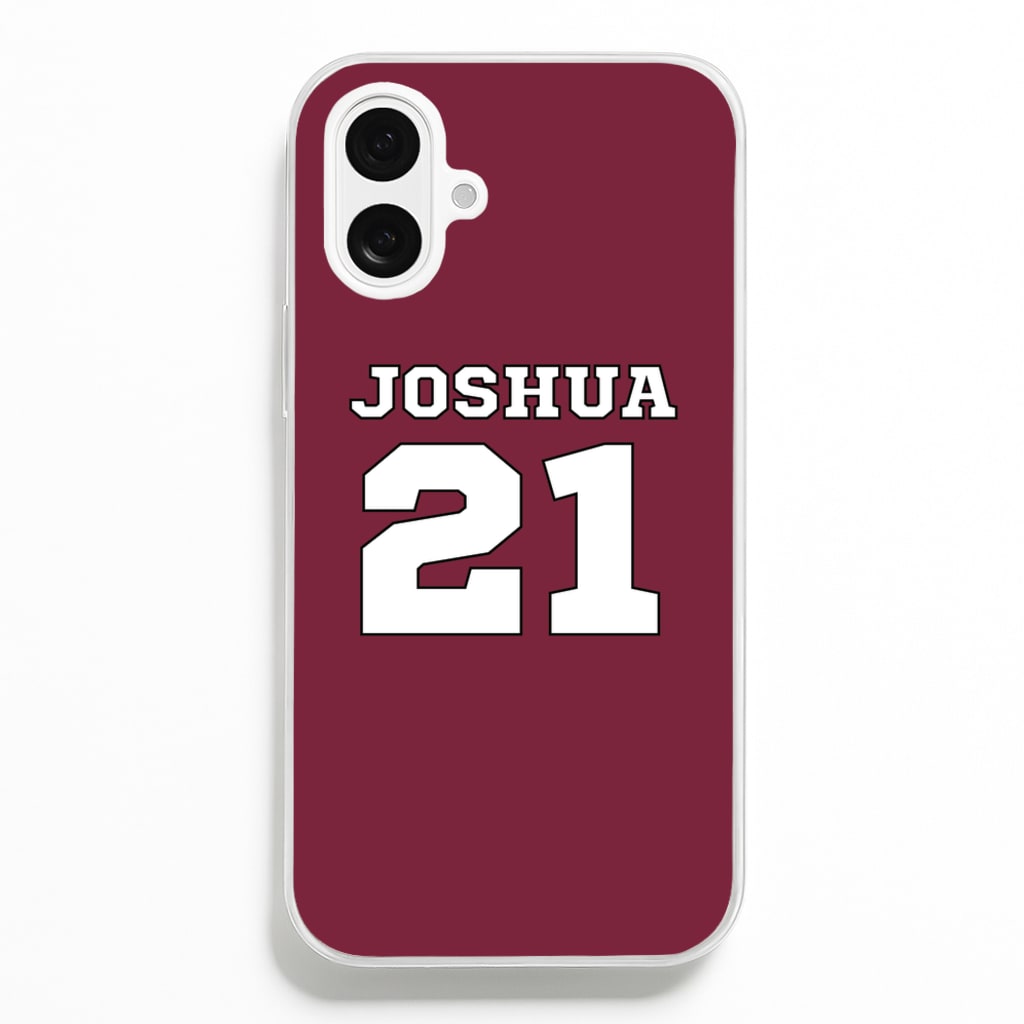 Burgundy - Personalised Football  - Football Phone Case for iPhone 16 Plus