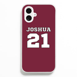 Burgundy - Personalised Football  - Football Phone Case for iPhone 16 Plus