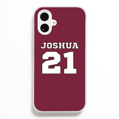 Burgundy - Personalised Football  - Football Phone Case for iPhone 16 Plus