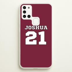 Burgundy - Personalised Football  - Football Phone Case for Galaxy A21s
