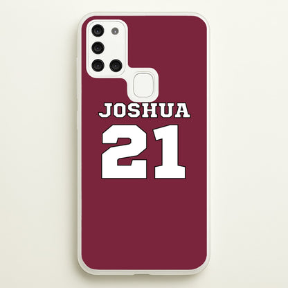 Burgundy - Personalised Football  - Football Phone Case for Galaxy A21s