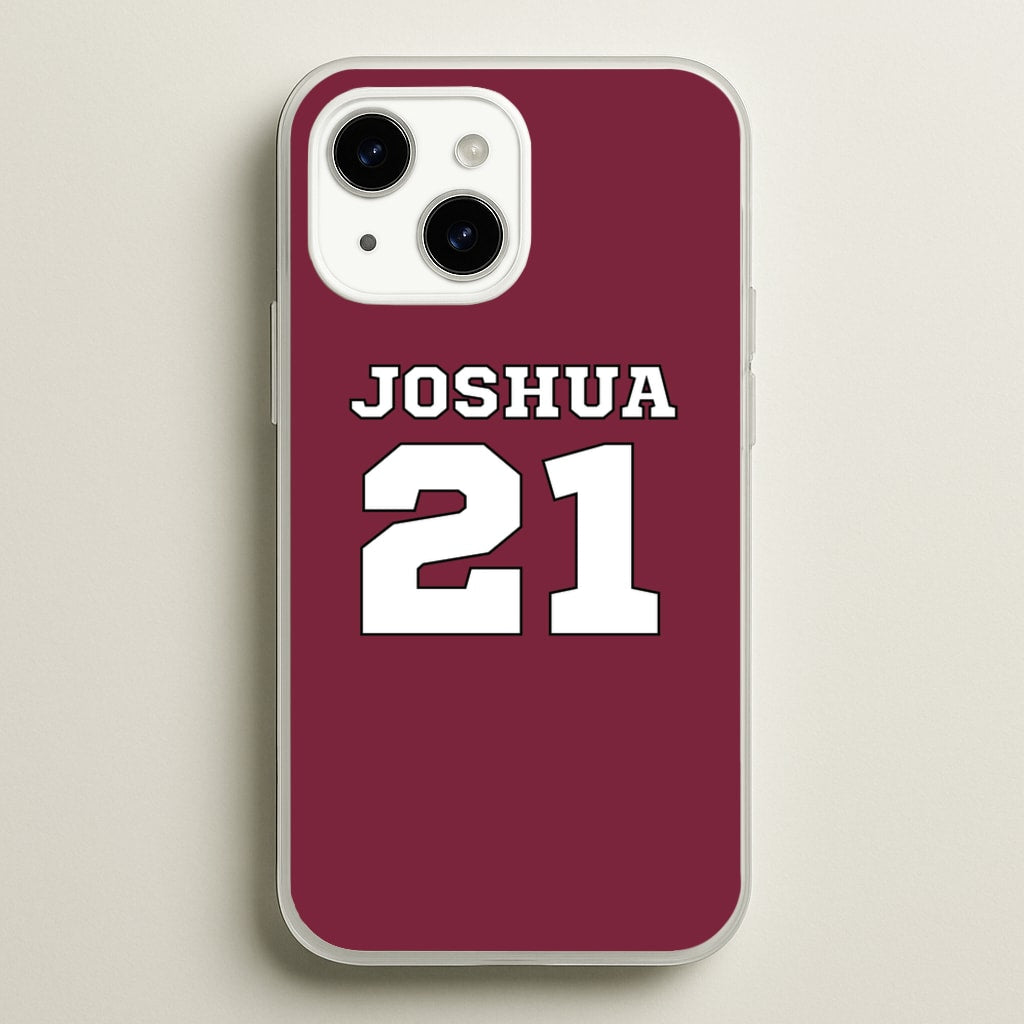 Burgundy - Personalised Football  - Football Phone Case for iPhone 15 Plus