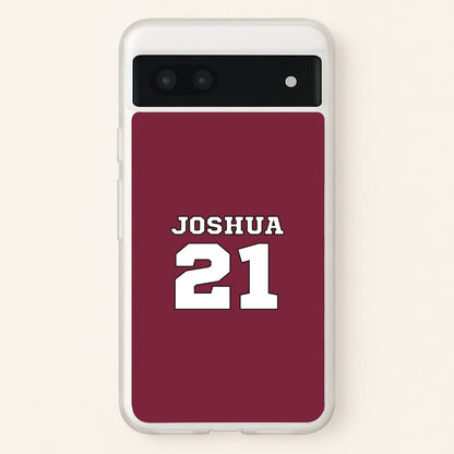Burgundy - Personalised Football  - Football Phone Case for Google Pixel 7a